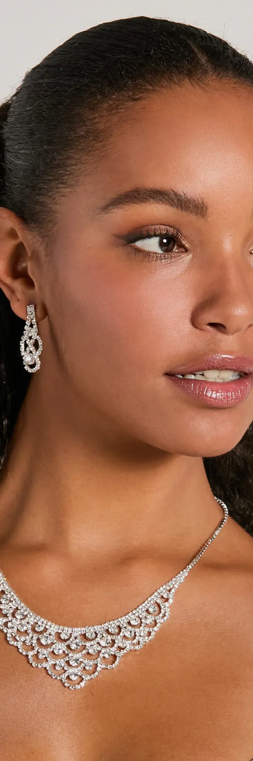 Gorgeous Sparkle Rhinestone Necklace And Earrings Set