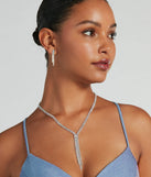 Glam Iridescent Rhinestone Necklace And Earrings Set
