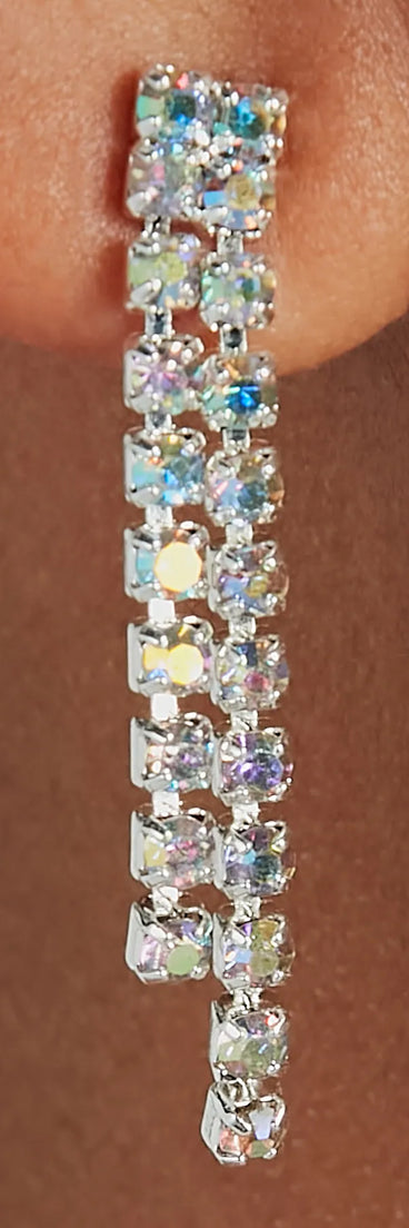 Glam Iridescent Rhinestone Necklace And Earrings Set