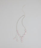 Stunning Glitz Gemstone Necklace And Earrings Set
