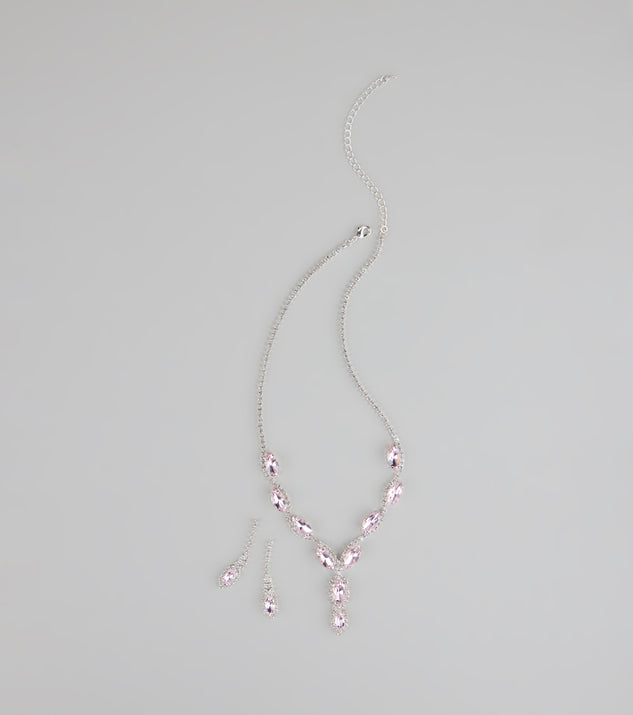 Stunning Glitz Gemstone Necklace And Earrings Set