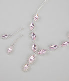 Stunning Glitz Gemstone Necklace And Earrings Set