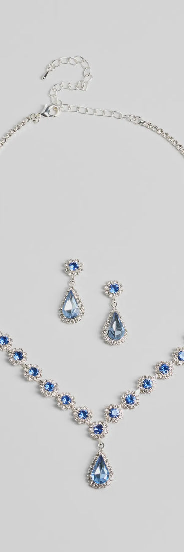 Get inspired with the Luxe Beauty Rhinestone Necklace And Earrings Set, a feed-worthy blue piece that’s part of Windsor's updated and curated women’s clothing edit packed with must-have fall outfit ideas.