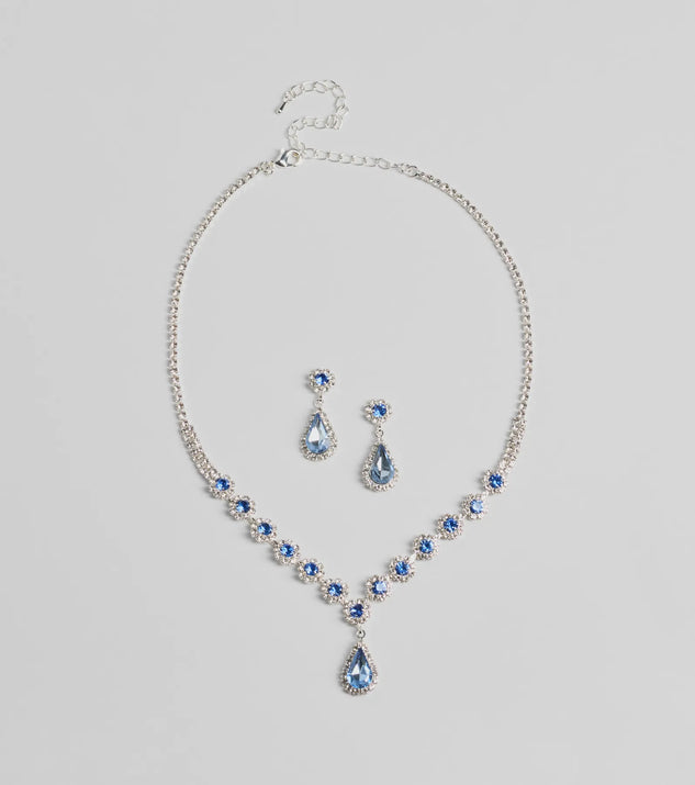 Get inspired with the Luxe Beauty Rhinestone Necklace And Earrings Set, a feed-worthy blue piece that’s part of Windsor's updated and curated women’s clothing edit packed with must-have fall outfit ideas.