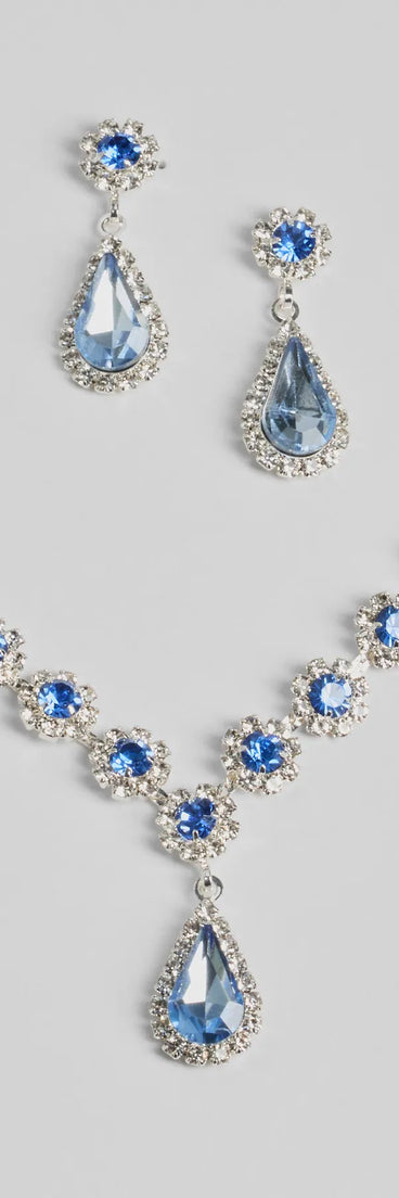 Get inspired with the Luxe Beauty Rhinestone Necklace And Earrings Set, a feed-worthy blue piece that’s part of Windsor's updated and curated women’s clothing edit packed with must-have fall outfit ideas.