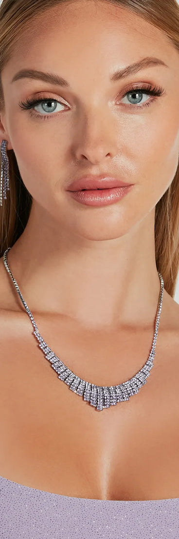 Enchanting Aura Rhinestone Necklace And Earrings Set