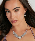 Regal Glamour Scalloped Rhinestone Necklace And Earrings Set