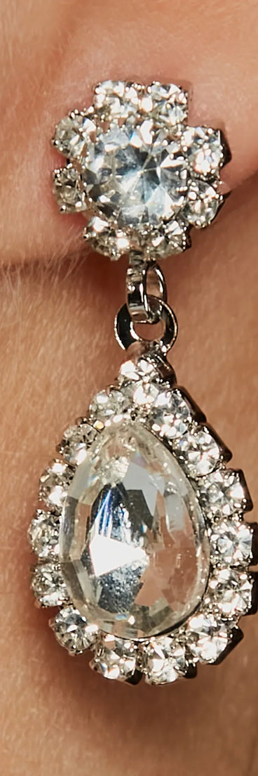 Regal Glamour Scalloped Rhinestone Necklace And Earrings Set