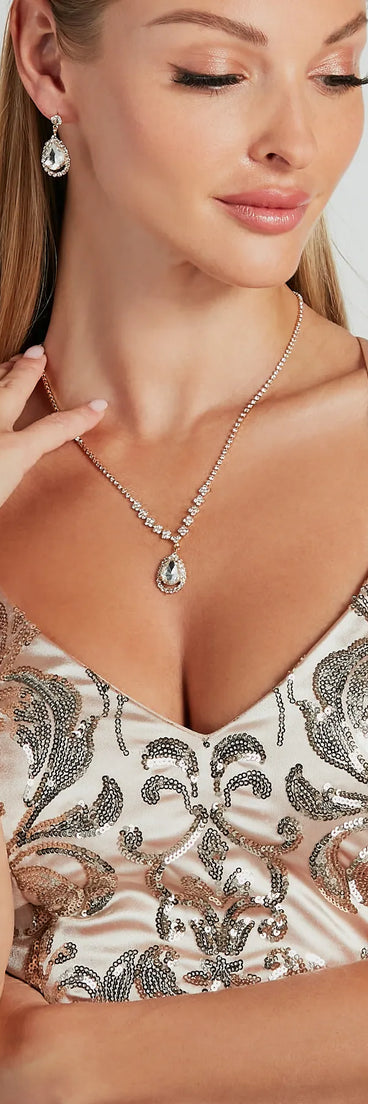 Striking Glamour Rhinestone Jewelry Set