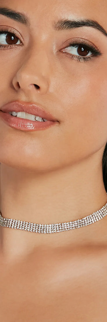 Shimmering Rhinestone Choker Necklace