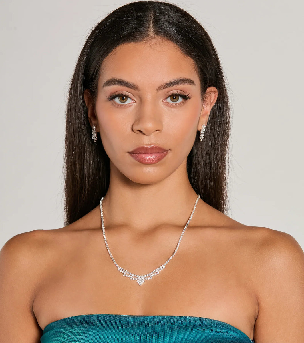 Sparkle Status Rhinestone Necklace And Earrings Set & Windsor