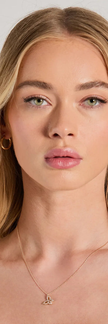 Dainty Cubic Zirconia Butterfly Charm Necklace