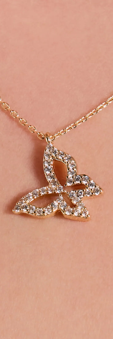 Dainty Cubic Zirconia Butterfly Charm Necklace
