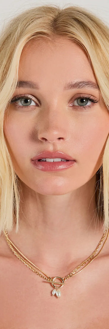 Something Chic Faux Pearl Toggle Layered Necklace