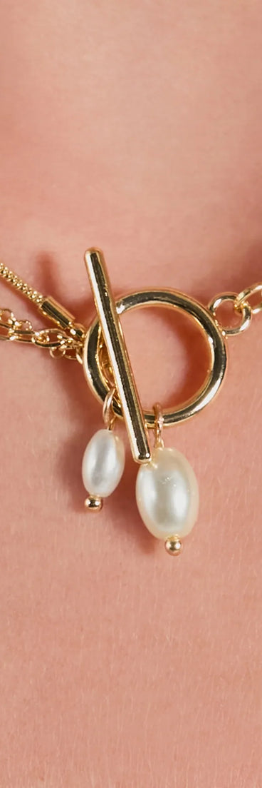 Something Chic Faux Pearl Toggle Layered Necklace