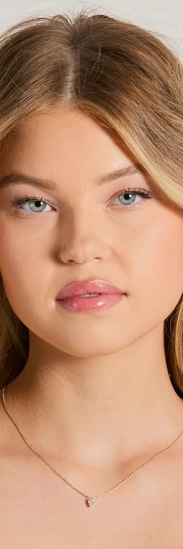 Dainty Shine Cubic Zirconia Heart Pendant Necklace