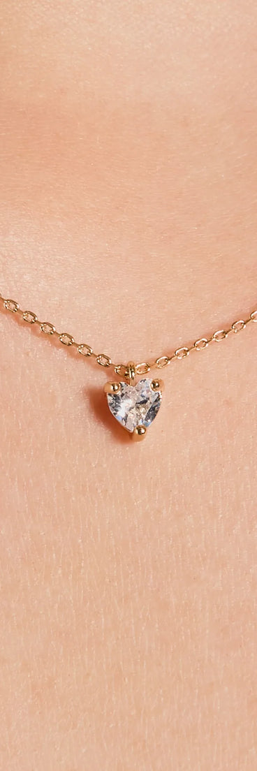 Dainty Shine Cubic Zirconia Heart Pendant Necklace
