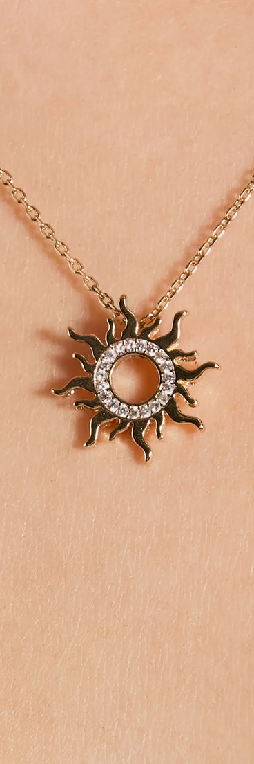 Radiant Shine Cubic Zirconia Sun Pendant Necklace