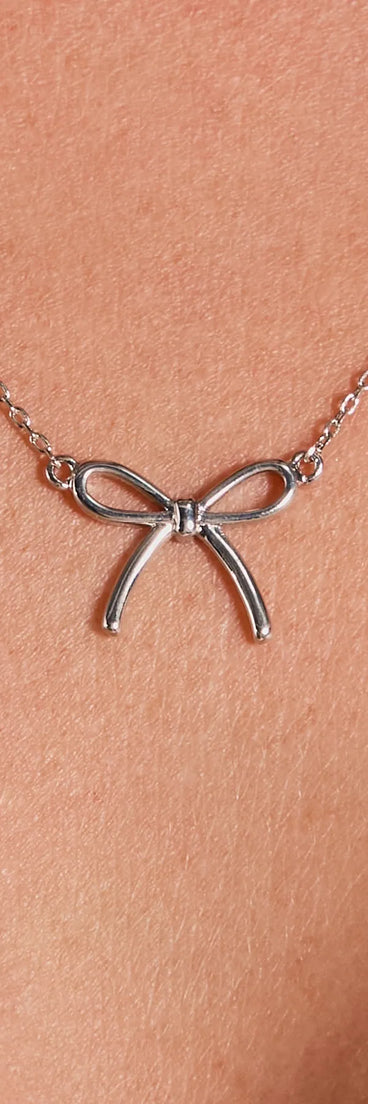 Pretty Look Dainty Bow Charm Necklace