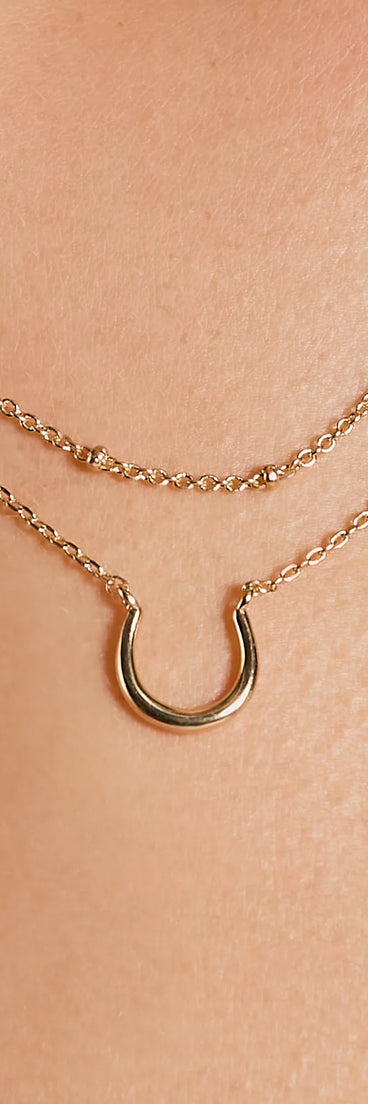 Lucky Chic Horseshoe Charm Layered Necklace