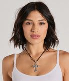 Edgy Gothic Rhinestone Cross Necklace