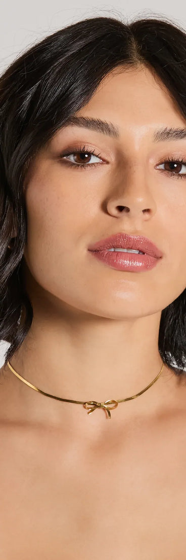 Chic Cutie Bow Charm Choker Necklace