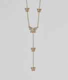 Whimsy Glamour Rhinestone Butterfly Necklace