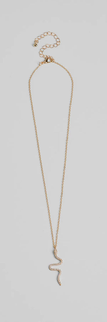 Made You Rattle Rhinestone Snake Charm Necklace