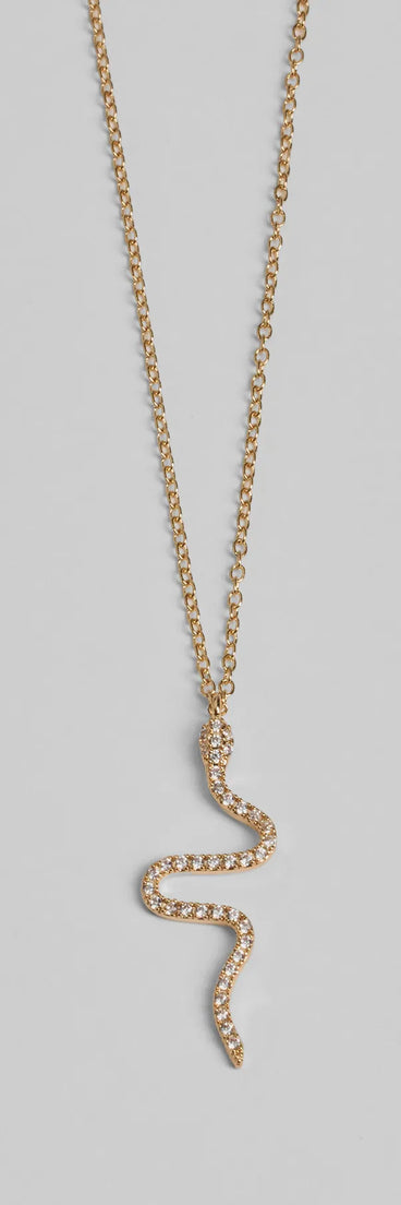 Made You Rattle Rhinestone Snake Charm Necklace