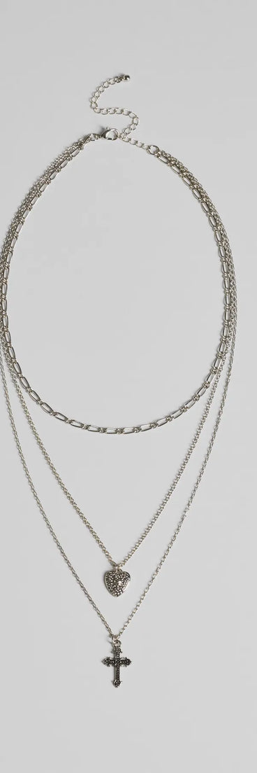 Cross My Heart Layered Necklace