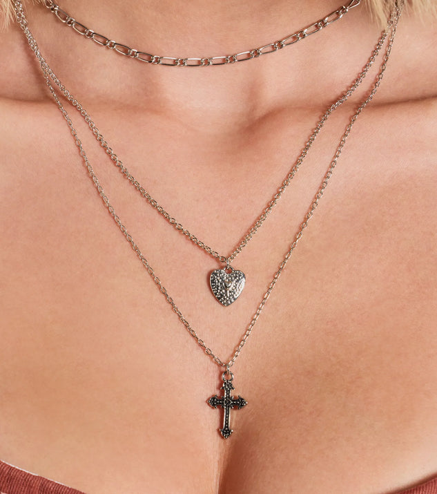 ●VVV● SET Heart Star Cross Layered Necklace Set 22FWNK073S SET] HEART STAR CROSS LAYERD NECKLACE - VVV | 60% - Asian