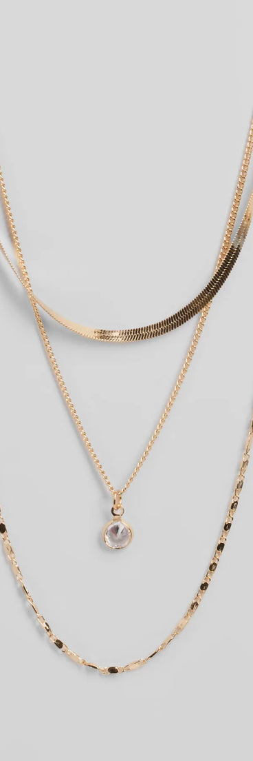 Covetable Layered Rhinestone Charm Necklace Set