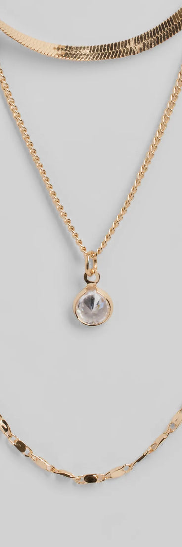 Covetable Layered Rhinestone Charm Necklace Set