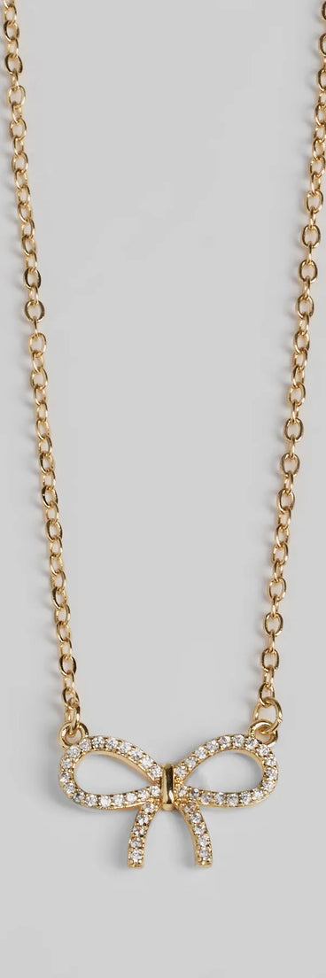 Darling Rhinestone Bow Necklace