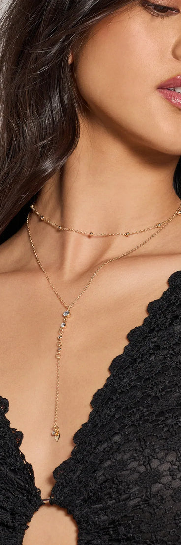 Delicate Sparkle Rhinestone Layered Chain Necklace