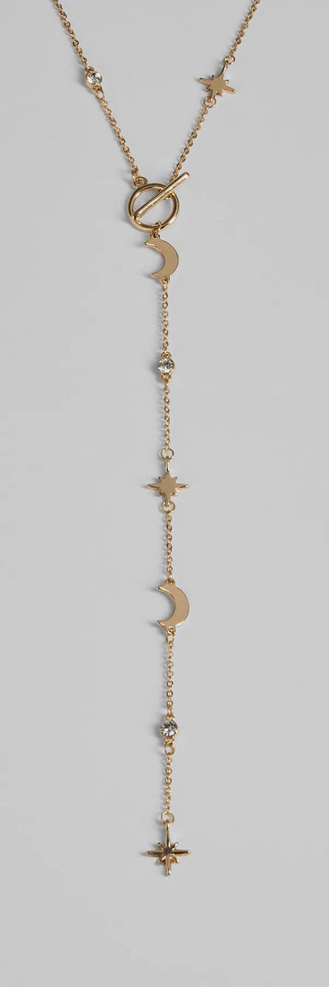 Dreamy Sparkle Celestial Charm Lariat Necklace
