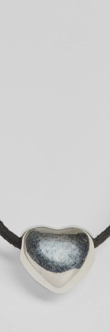 Trendy Sheen Heart Charm Cord Necklace