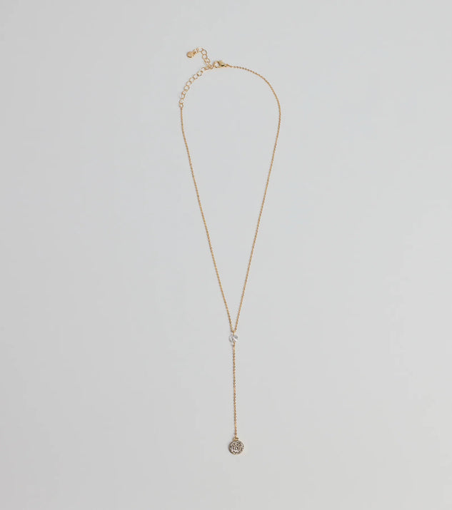 Dainty Glam Rhinestone Chain Lariat Necklace