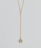 Dainty Glam Rhinestone Chain Lariat Necklace