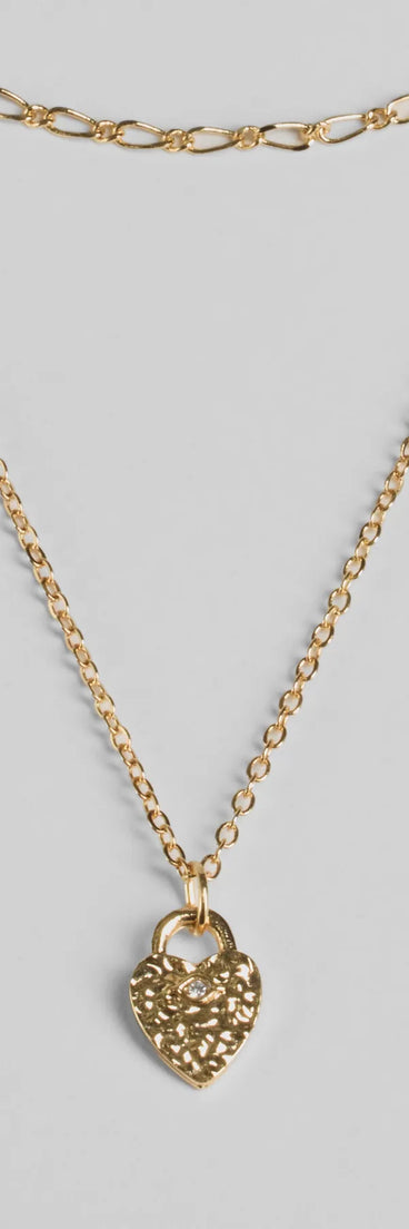 Key To My Heart Locket Layered Chain Necklace Set