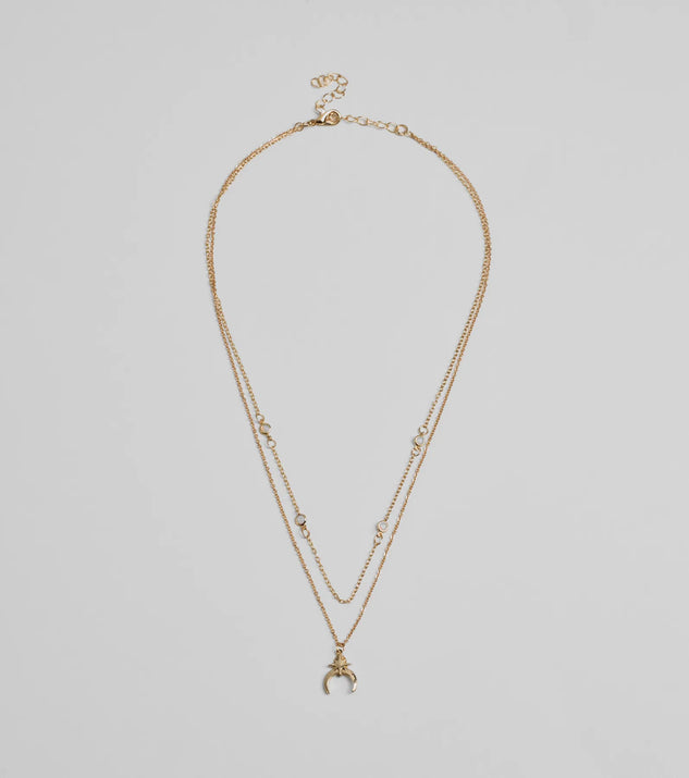 New Moon Star Charm Layered Necklace