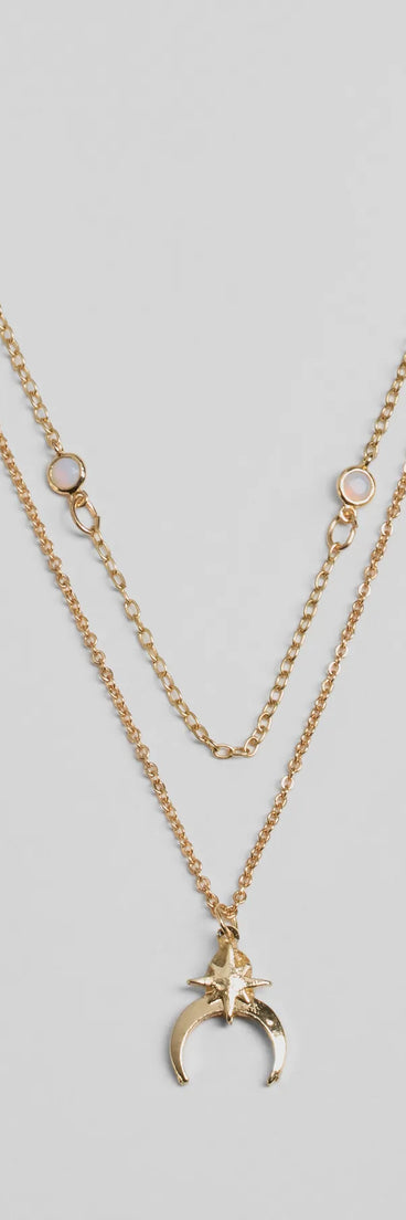 New Moon Star Charm Layered Necklace