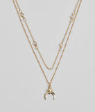 New Moon Star Charm Layered Necklace