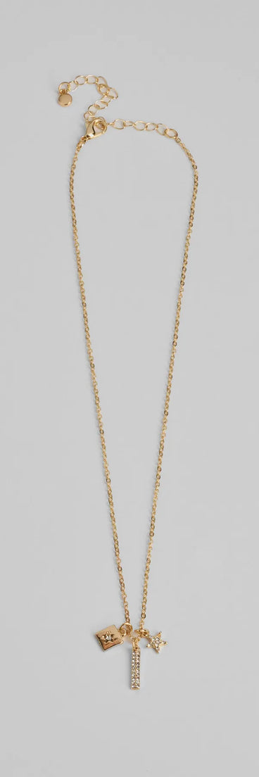 Glam Wish Rhinestone Celestial Charm Necklace