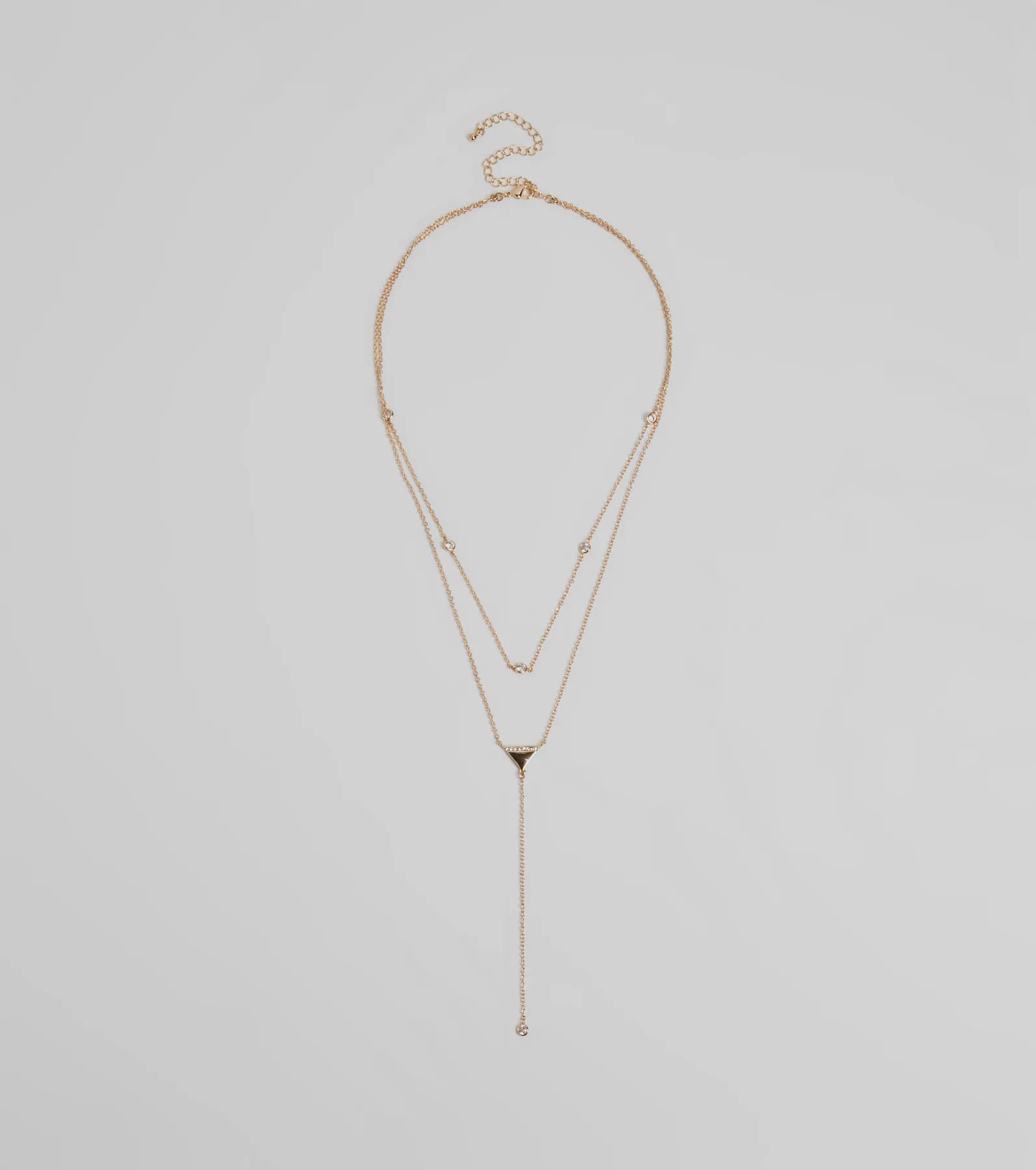 Highly Favored Triangle Rhinestone Lariat Necklace | Windsor