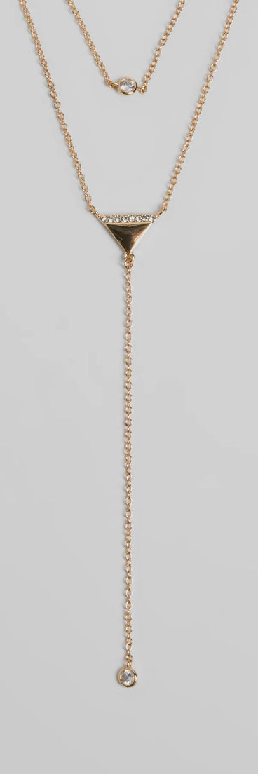 Highly Favored Triangle Rhinestone Lariat Necklace