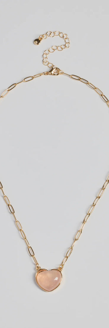 Pretty Aura Rose Quartz Heart Charm Necklace