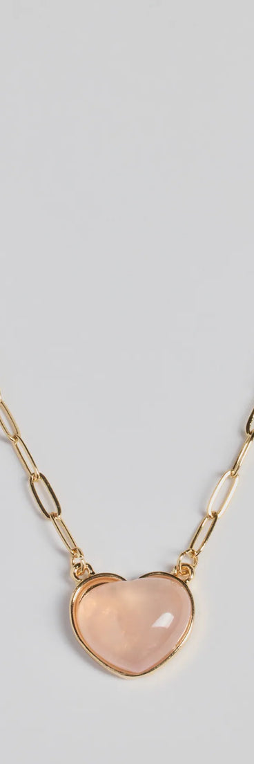 Pretty Aura Rose Quartz Heart Charm Necklace