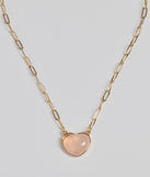 Pretty Aura Rose Quartz Heart Charm Necklace