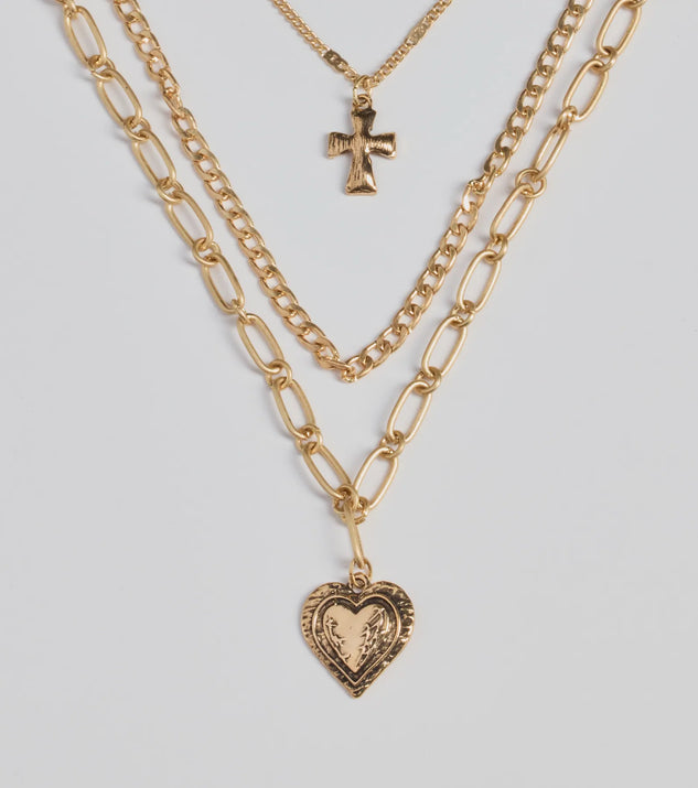 VVV☆[SET] HEART STAR CROSS LAYERD NECKLACE SET] HEART STAR CROSS LAYERD NECKLACE - VVV | 60% - Asian
